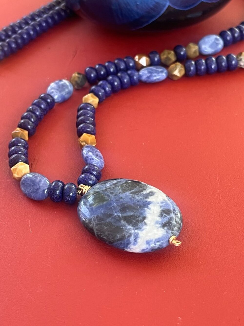 Beautiful Blue Gemstone Long Pendent Necklace